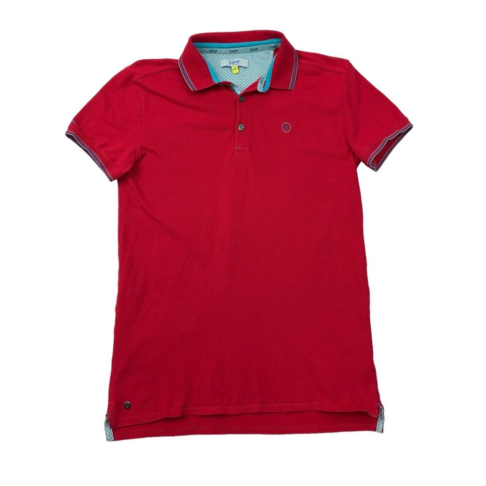 Baker by Ted Baker Polo Shirt Boys 12-13 Watermelon Pink Stretch Cotton Collared
